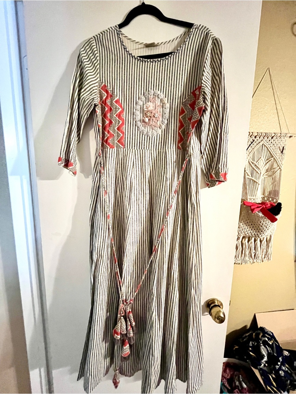 Striped Printed Anarkali Maxi Kurta Dress